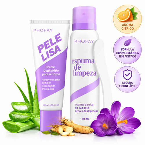 Creme Depilatório Indolor para Área do Biquíni e Pele Sensível – Fórmula Hipoalergênica de Ação Rápida com Aloe Vera, Ácido Hialurônico e Aroma Cítrico – Uso Feminino e Masculino