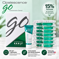 Opalescence Go Clareador Dental 15% Peróxido de Hidrogênio – Kit com 7 Aplicações, Moldeiras Pré-Preenchidas + Creme Dental para Dentes Sensíveis 28 g – Menta